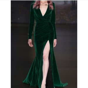 Green velvet Maxi dress
